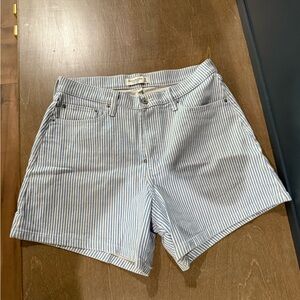 Abercrombie & Fitch Blue and White Striped Jean Shorts